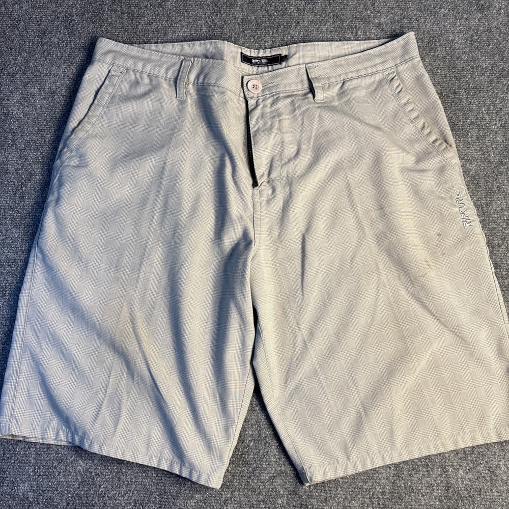 Ripcurl Chino Shorts Men's 36 Tan Houndstooth Slash Pockets Live The Search Logo